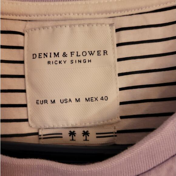 Denim & Flower Seagull Print T-Shirt Sz M Lavender Pastel Bird Dadcore Hipster - Picture 4 of 10